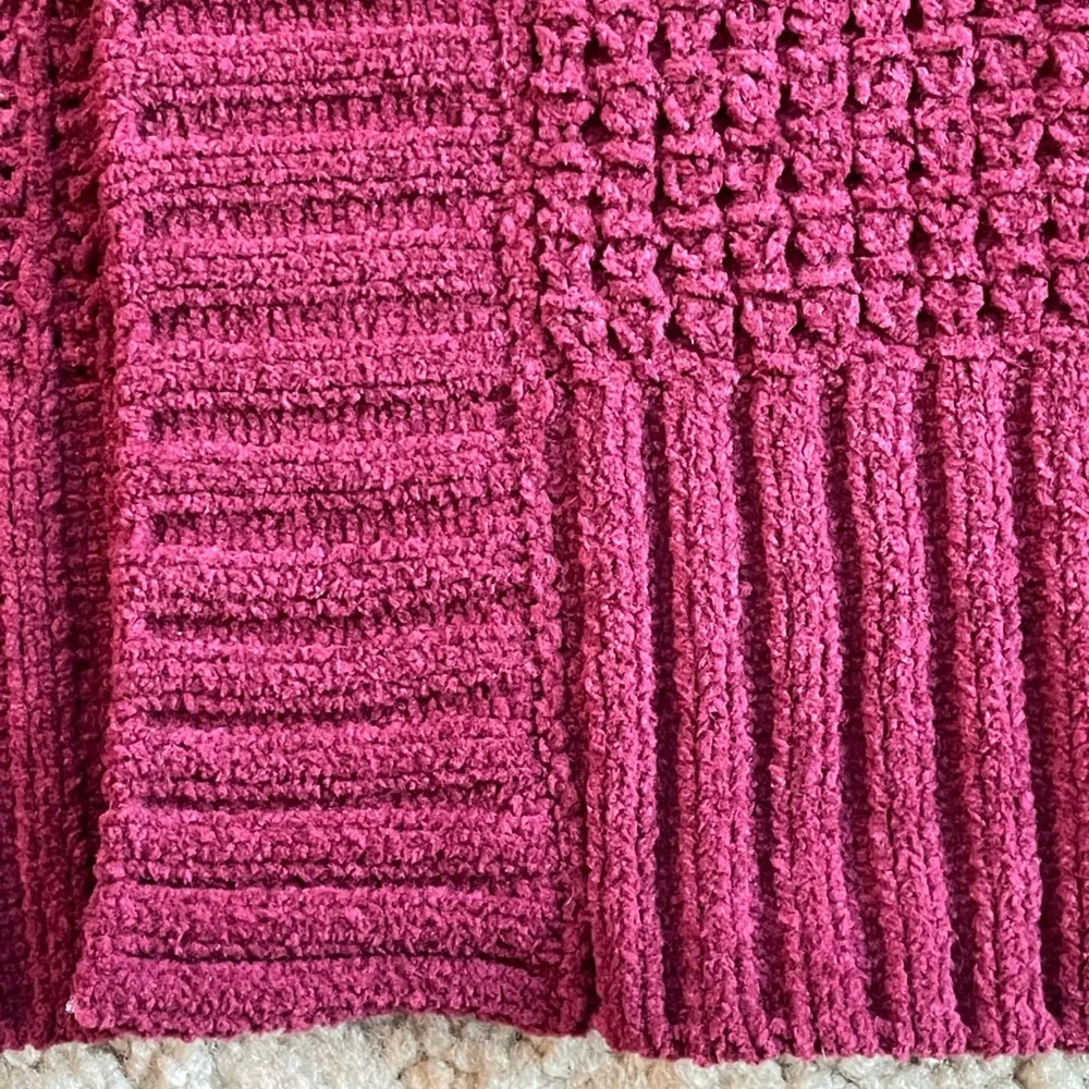 Time and Tru Burgundy Red Soft Chenille Open Front Cardigan Sweater Size Small